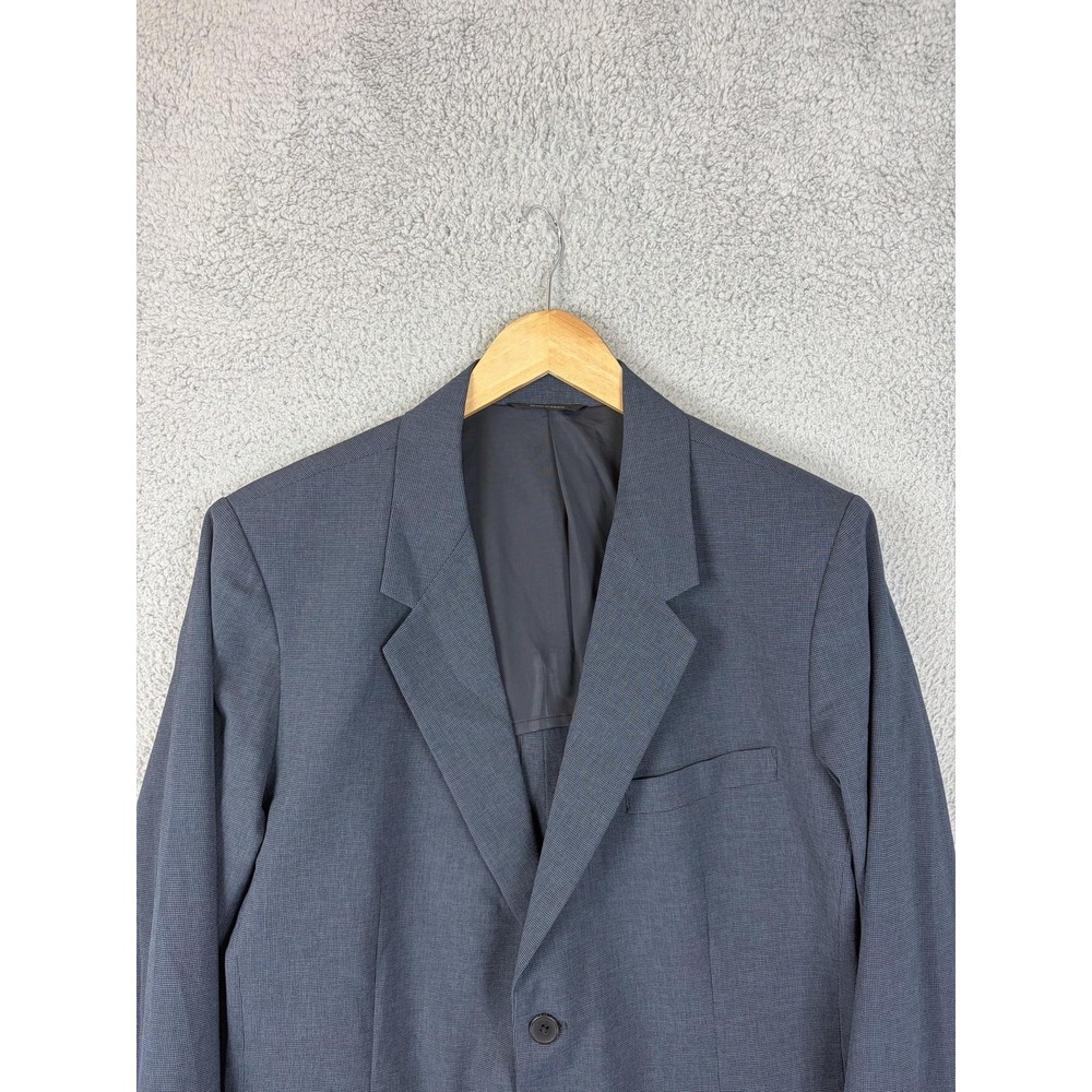 Ministry Of Supply Blazer Mens 44 Gray Check Polyester Two Button Suit Jacket